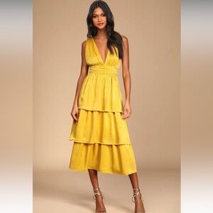 Lulus yellow wedding guest dress